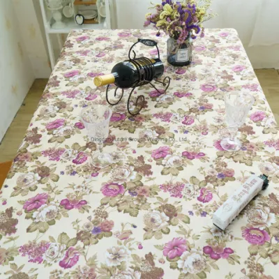 Tela textil para el hogar, mantel con estampado de flores moradas, Jacquard, para banquetes y bodas